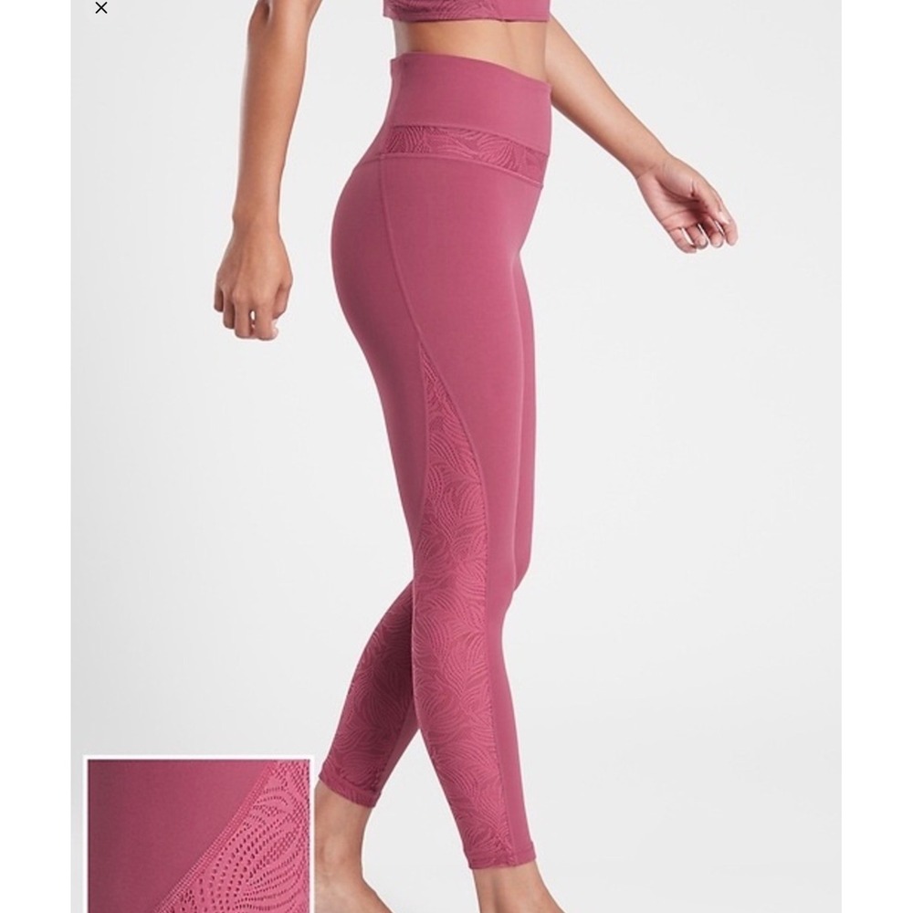 Athleta Luxe Mesh 7/8 Tight High Rise Leggings Mauve Pink Small